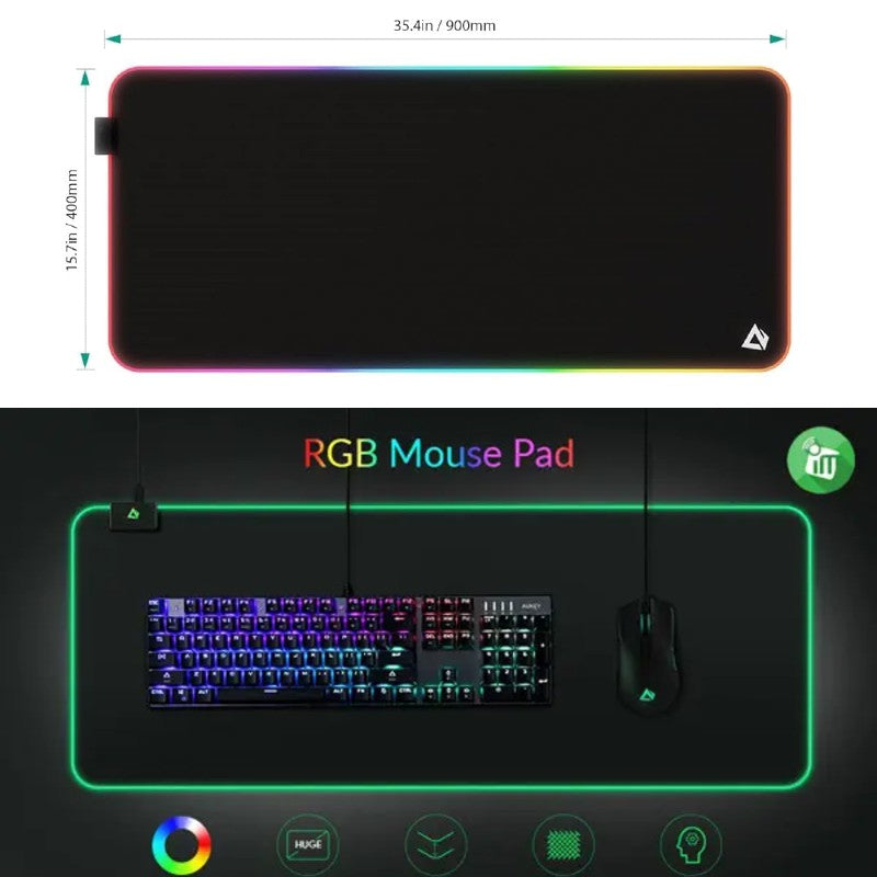 AUKEY RGB Mouse & Keyboard Pad - Imported RGB mouse pad - Size XXL (FREE GIFT W10 MOUSE)
