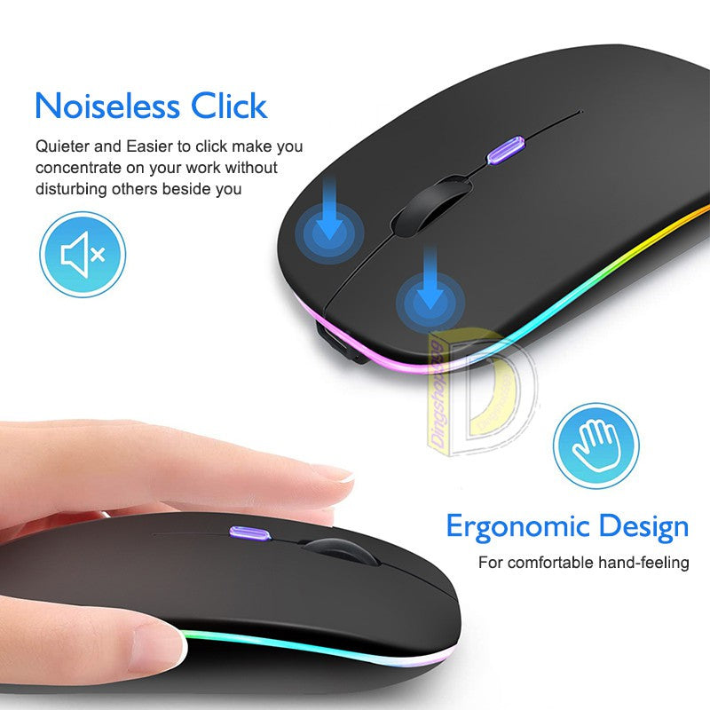 W10 Wireless RGB Slim Mouse - Type C Rechargeable - Bluetooth HP Mouse