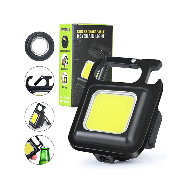 Magnetic Light Keychain - Mini LED Light with Bottle Opener - Rechargeable Portable Bright LED