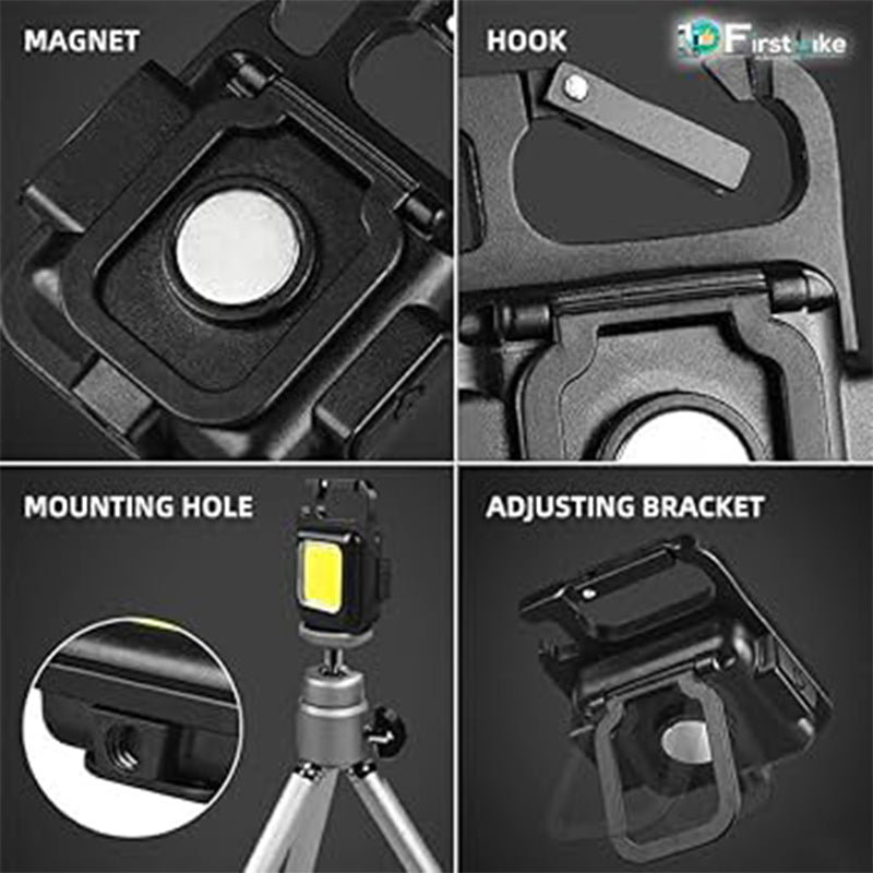 Magnetic Light Keychain - Mini LED Light with Bottle Opener - Rechargeable Portable Bright LED