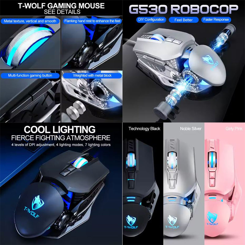 T-Wolf G530 - ROBO COP Mechanical Mouse - Gaming Mouse