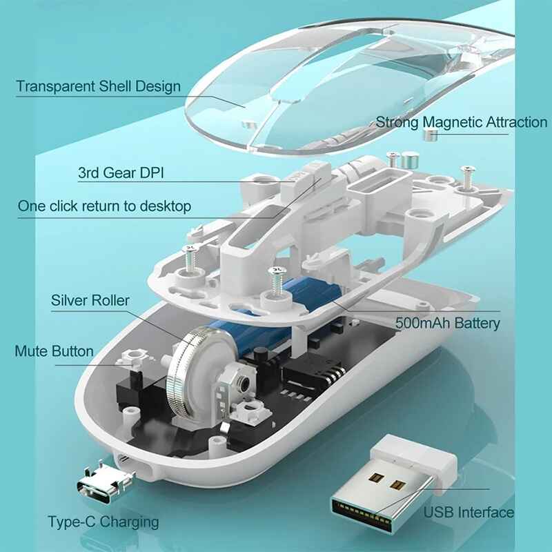 Transparent Slim Rechargeable wireless mouse