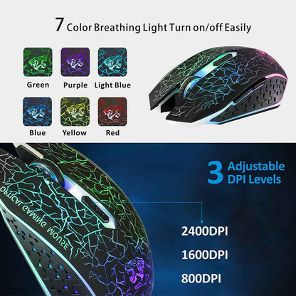 Wireless RGB Mouse SIlent Clicks Type-C Rechargeable